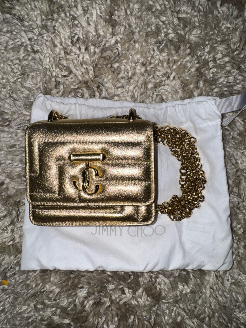 Jimmy Choo Metallic Gold Quilted Mini Crossbody